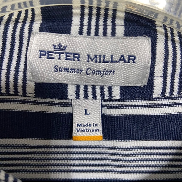 Peter Millar Summer Comfort Navy White Short Sleeve Men's Polo Size Large - Picture 7 of 7